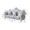 Canap&eacute;s fran&ccedil;ais confortables en tissu floral en bois blanc 1+2+3