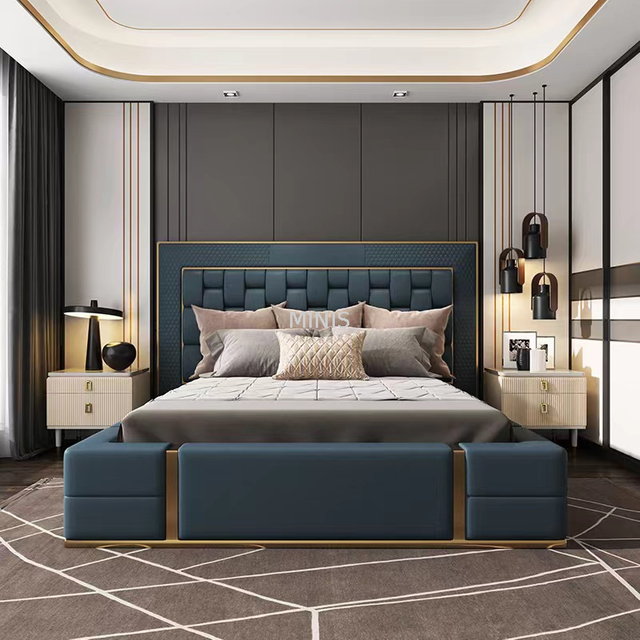 H&ocirc;tel/maison meubles de chambre &agrave; coucher adulte moderne grand lit double