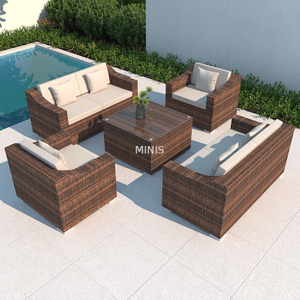 Canap&eacute; confortable r&eacute;sistant aux intemp&eacute;ries en rotin de jardin ext&eacute;rieur