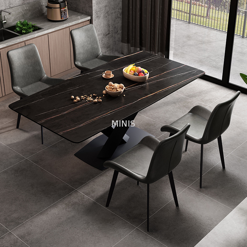 Mesa de comedor de m&aacute;rmol rectangular moderna y elegante para el hogar simple