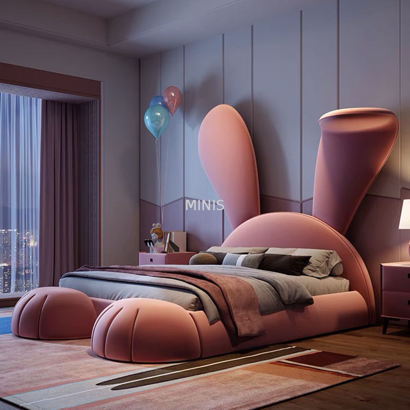 Dormitorio para ni&ntilde;os Ni&ntilde;a Cama para ni&ntilde;os con forma de conejito rosa