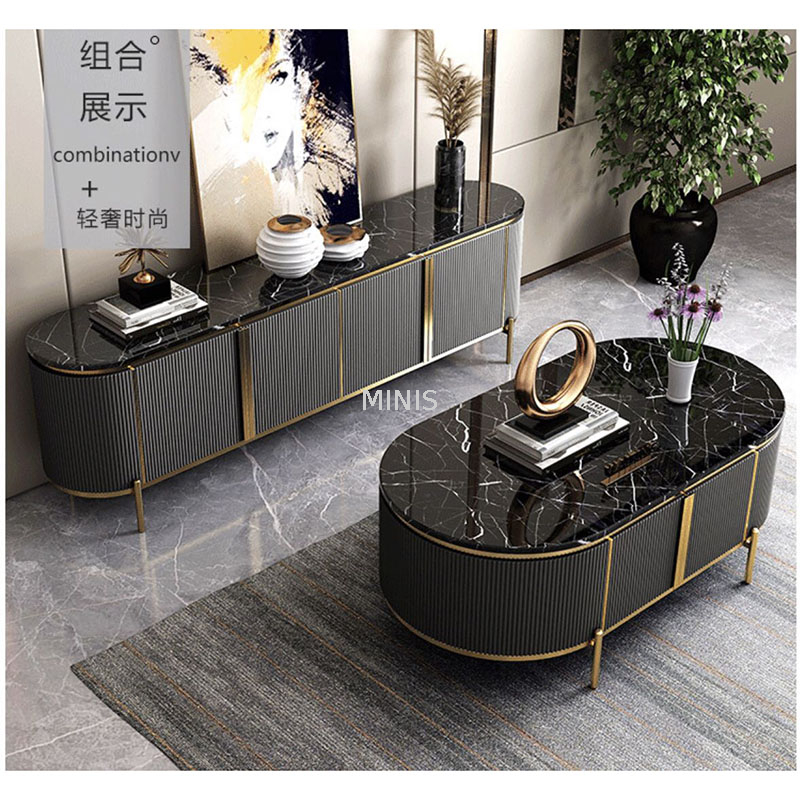 Hogar/hotel moderno soporte para TV y mesa de centro de m&aacute;rmol negro