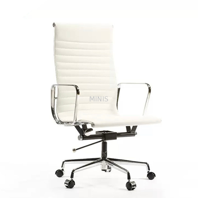 Sillas de oficina de cuero blanco de aluminio confiables de alta calidad