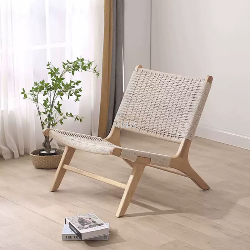 Muebles de ocio europeos, silla de madera fuerte con cuerda tejida