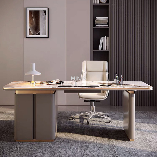 Muebles de oficina en casa peque&ntilde;o y elegante escritorio para computadora de m&aacute;rmol