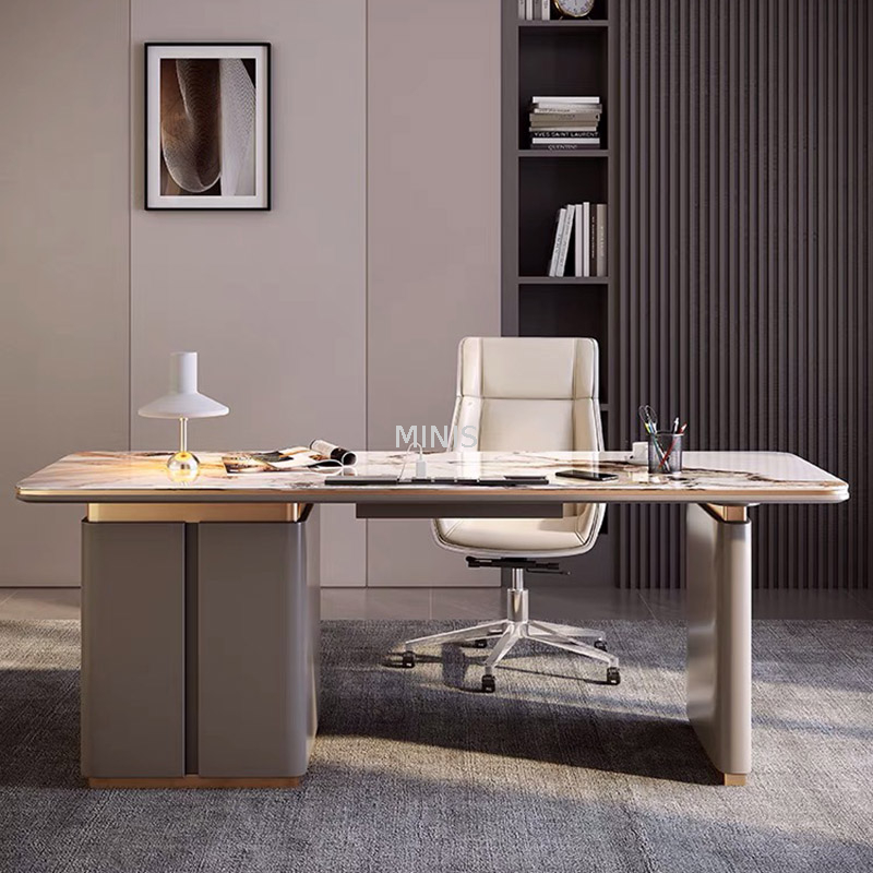 Muebles de oficina en casa peque&ntilde;o y elegante escritorio para computadora de m&aacute;rmol