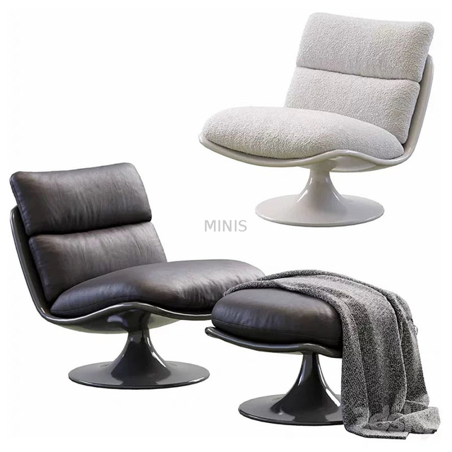 Chaise de loisirs de salon &agrave; la mode moderne avec pouf