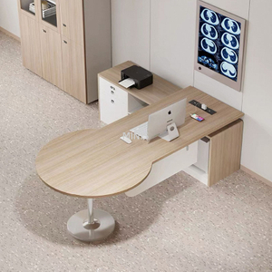 Escritorio de oficina de madera redondo rectangular con mesa de esquina lateral