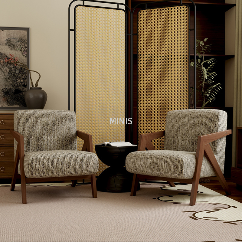 Chaise de loisirs &agrave; ossature bois en tissu pour salon ou chambre &agrave; coucher