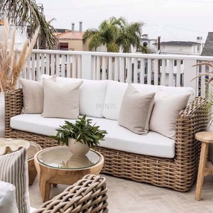 Canap&eacute; de qualit&eacute; ext&eacute;rieur, Patio de jardin, canap&eacute; Durable en rotin marron