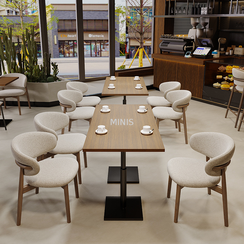 Muebles de comedor de pub Silla de bar de fiesta de cuero beige de madera
