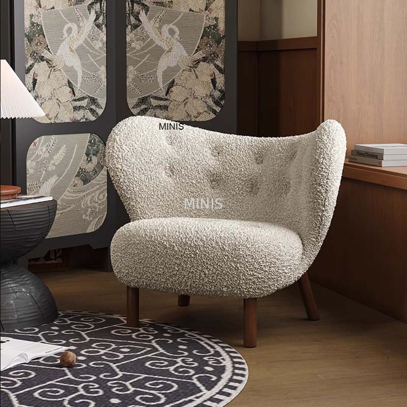 Chaise de loisirs &agrave; ossature bois en tissu pour salon ou chambre &agrave; coucher