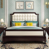 Cama de cuero blanco de madera c&oacute;moda y duradera de calidad europea