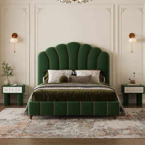 Chambre &agrave; coucher meubles confortables lit double en cuir blanc adulte