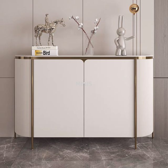 Salon/Salle &agrave; manger Table d'appoint blanche Rangement Joli buffet