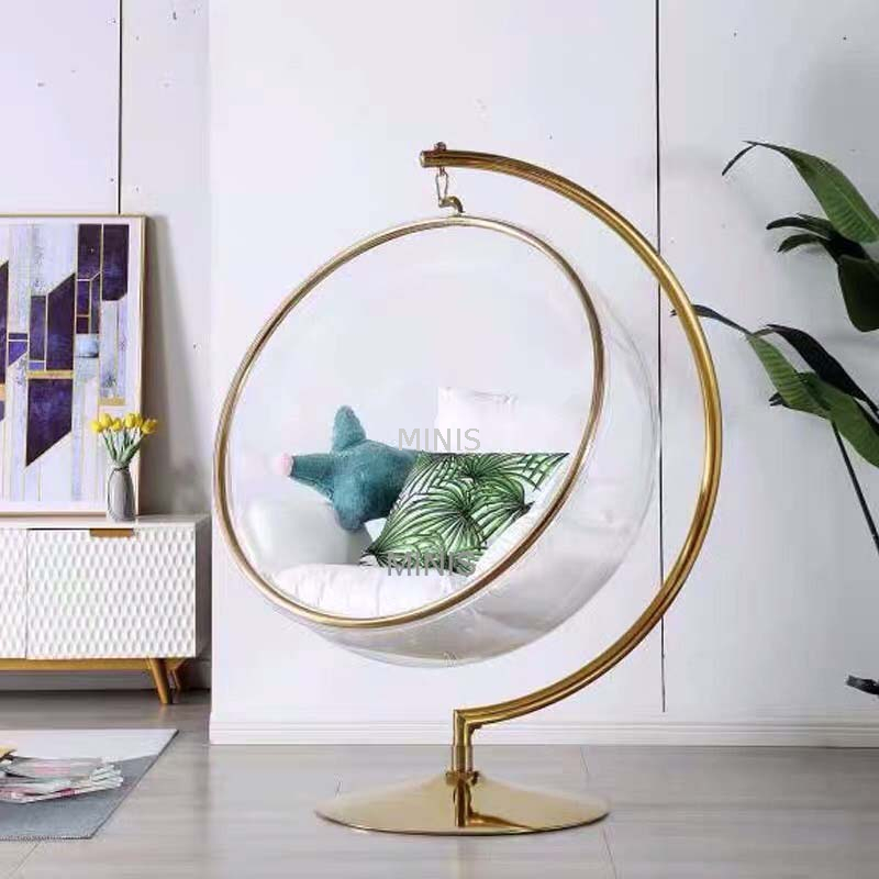 Silla columpio colgante redonda transparente con espacio acr&iacute;lico relajante