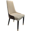 Chaise de salle &agrave; manger moderne en cuir gris avec pieds en bois et boucle/rivets