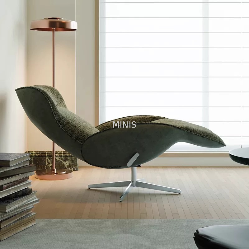 Fauteuil inclinable rotatif en bon tissu avec repose-pieds escamotable