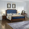 Cama de cuero blanco de madera c&oacute;moda y duradera de calidad europea