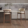Muebles de comedor de pub Silla de bar de fiesta de cuero beige de madera
