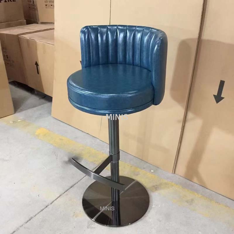 Tabouret de bar r&eacute;glable en tissu velours noir en m&eacute;tal dor&eacute; Pub