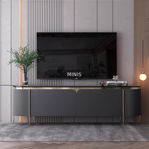 Meuble de sol &eacute;l&eacute;gant pour salon, meuble TV gris or