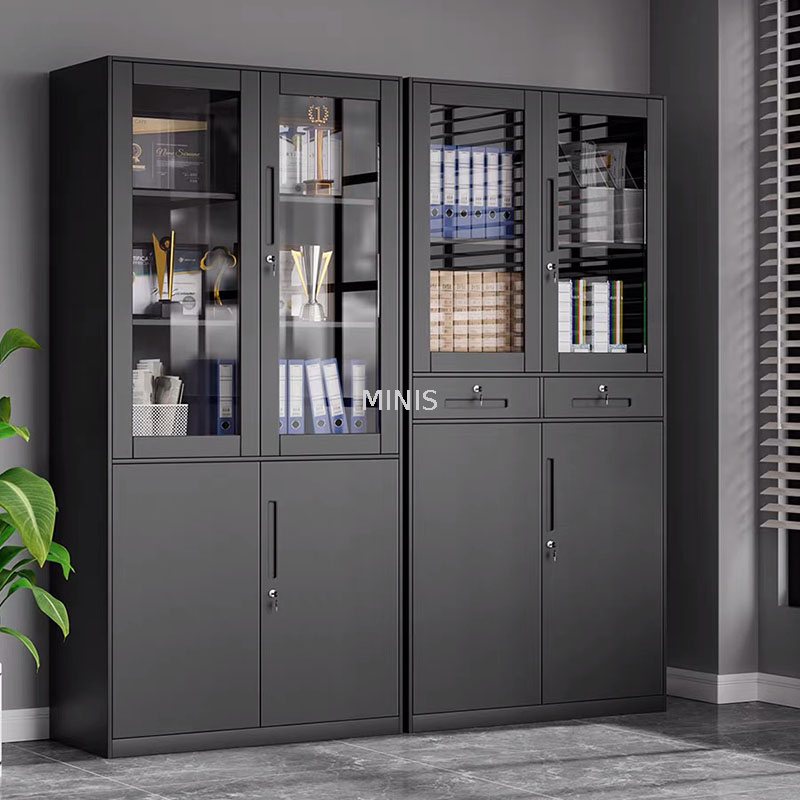 Archivador alto de acero y metal negro para estanter&iacute;a de almacenamiento de oficina