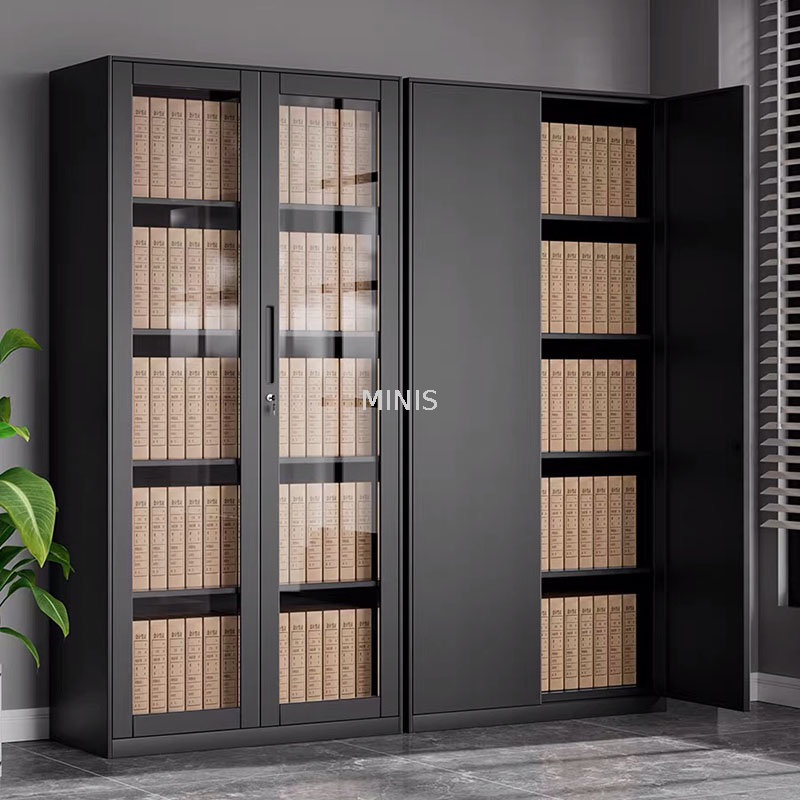 Archivador alto de acero y metal negro para estanter&iacute;a de almacenamiento de oficina
