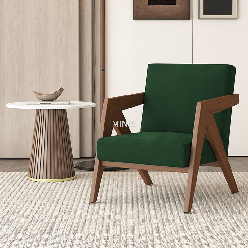 Chaise de loisirs &agrave; ossature bois en tissu pour salon ou chambre &agrave; coucher