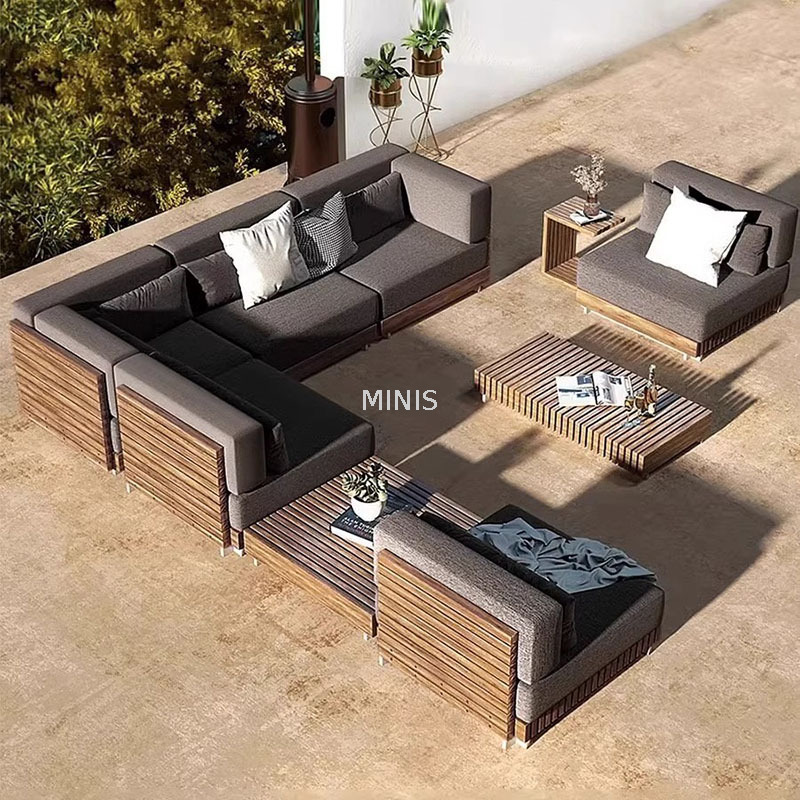 Sof&aacute; de madera de teca antimoho para jard&iacute;n, muebles de exterior Foshan