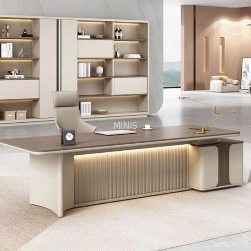 Muebles elegantes Escritorio de oficina ejecutivo LED con cajones