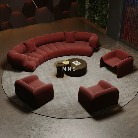 Salon/salon Canap&eacute; incurv&eacute; en velours avec chaises simples