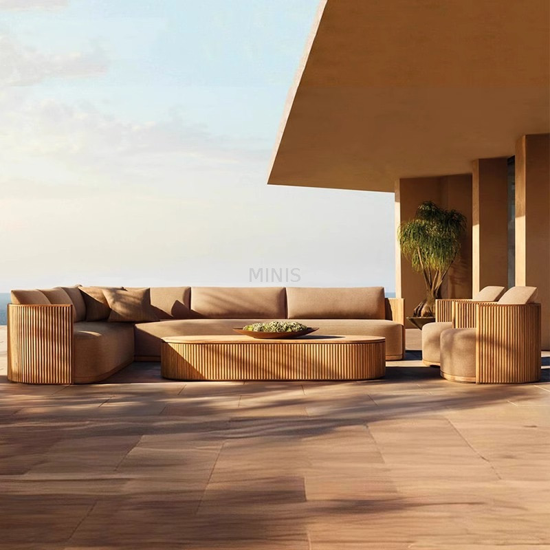 Foshan mobilier d'ext&eacute;rieur jardin canap&eacute; en bois de teck anti-moisissure