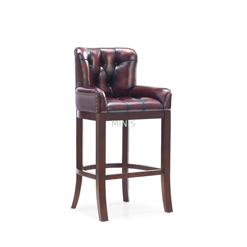 Chaise de bar de pub en bois en cuir de maison de restaurant d'h&ocirc;tel