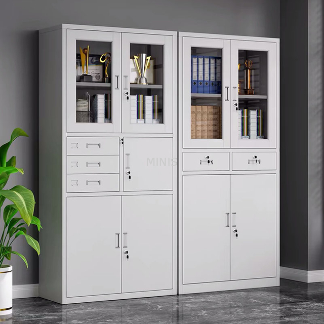 Meubles de bureau grand stockage classeur en acier en m&eacute;tal gris