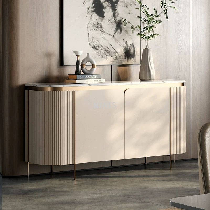 Salon/Salle &agrave; manger Table d'appoint blanche Rangement Joli buffet