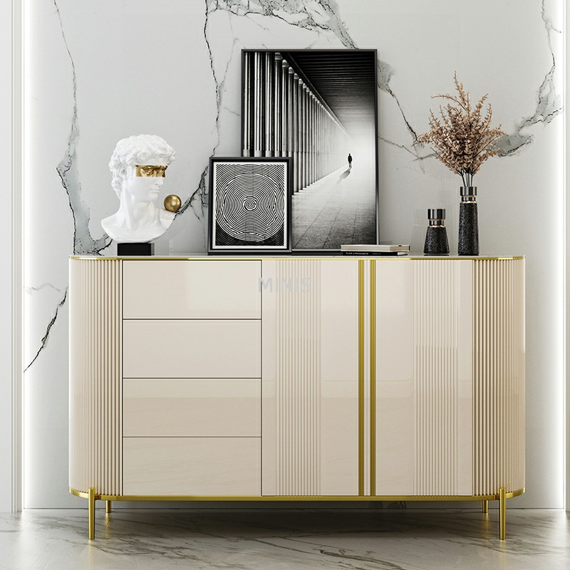 Buffet de rangement beige pour salon/salle &agrave; manger moderne