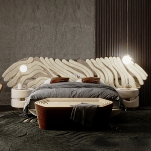 Lit beige moderne et luxueux, confortable et luxueux, de bonne qualit&eacute;, chinois
